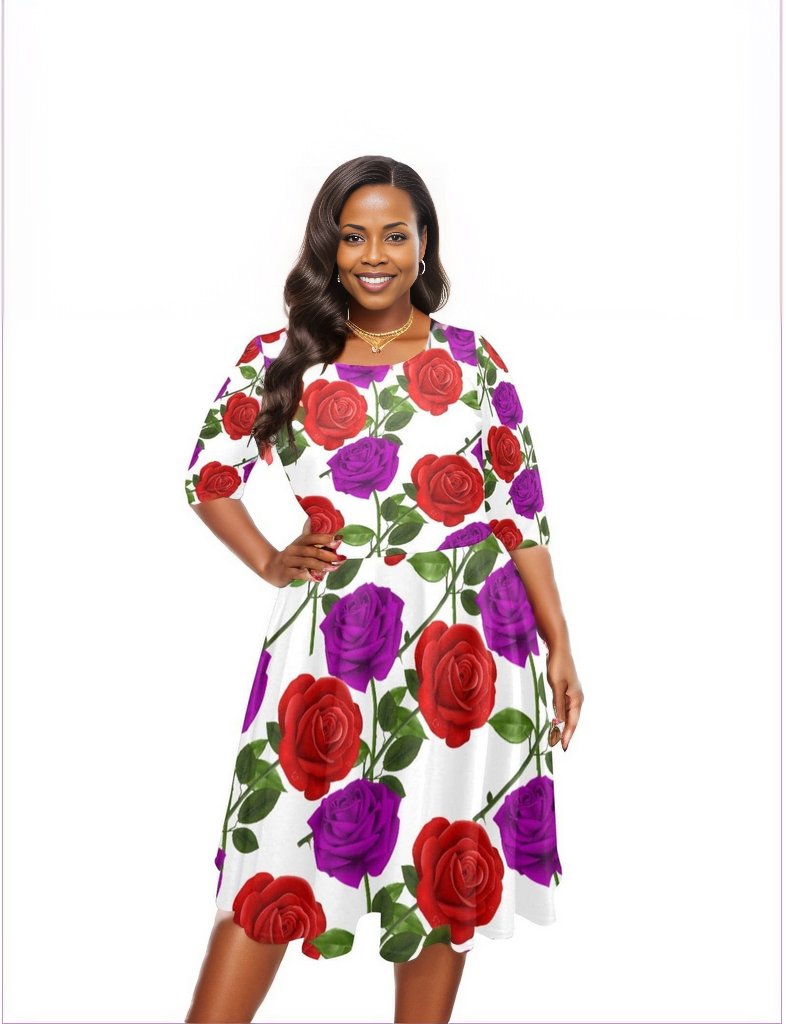 Red Rose Purp Half Sleeve Dress - women's dress at TFC&H Co.