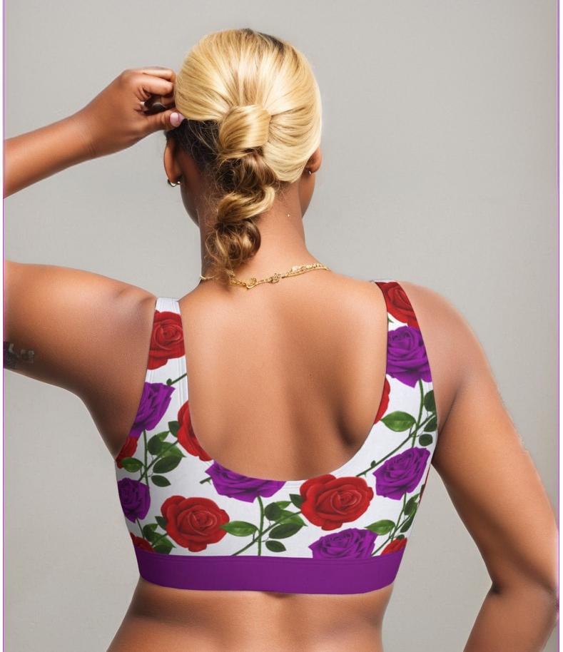 Red Rose Purp White Scoop Bralette - Scoop Bralette at TFC&H Co.