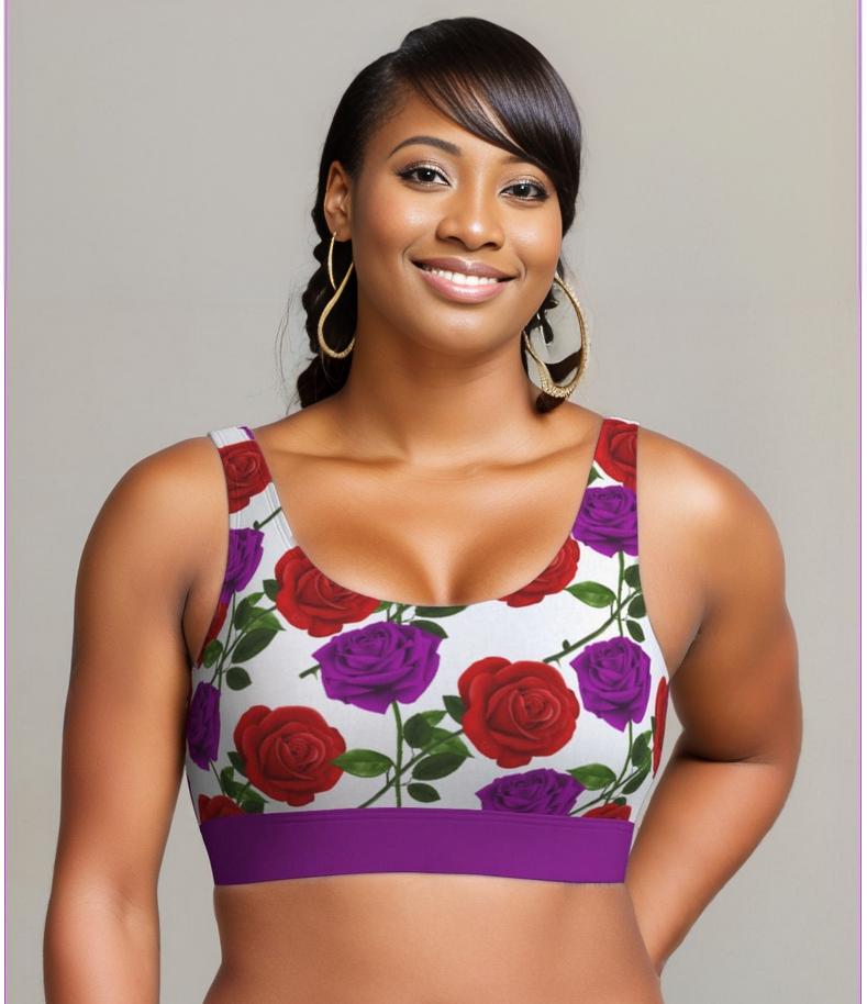 Red Rose Purp White Scoop Bralette - Scoop Bralette at TFC&H Co.