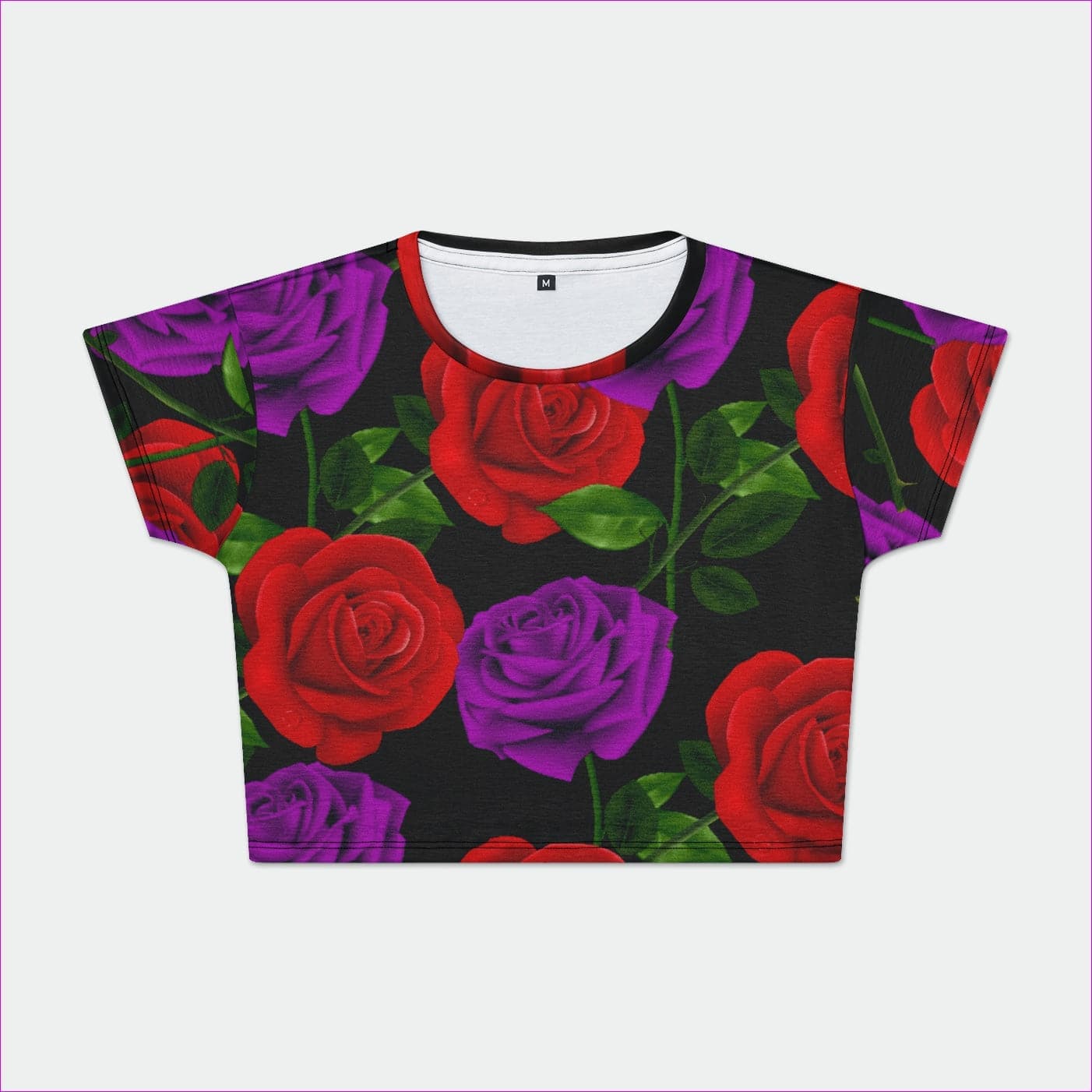 Red Rose Purp Women's Crop Tee - Ships from The US - women's crop top at TFC&H Co.