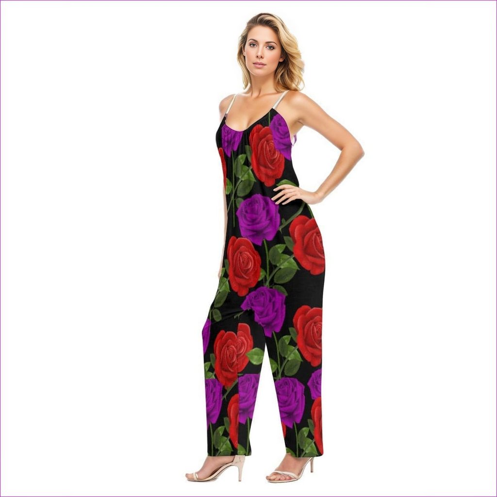 Red Rose Purp Women's Loose Cami Jumpsuit - women's jumpsuit at TFC&H Co.
