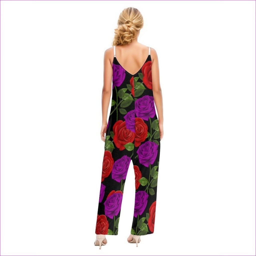 Red Rose Purp Women's Loose Cami Jumpsuit - women's jumpsuit at TFC&H Co.