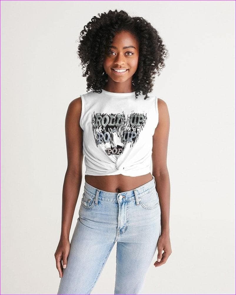 - Roll Up Po' Up Pop News Edition Women's Twist-Front Tank - womens crop top at TFC&H Co.
