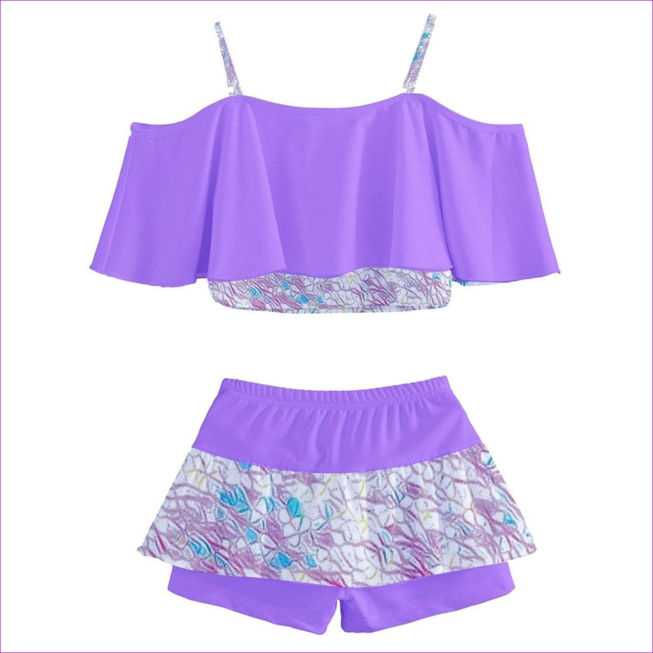 Royal Pallette Kids Off Shoulder Skirt Swimsuit - kids swimsuit at TFC&H Co.