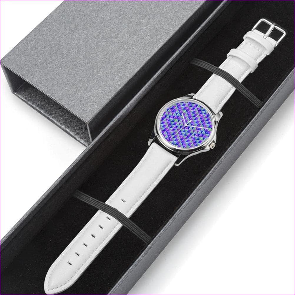 White 44mm Royal Pyramid Genuine Leather Watch Royal Pyramid Genuine Leather Watch - watch at TFC&H Co.