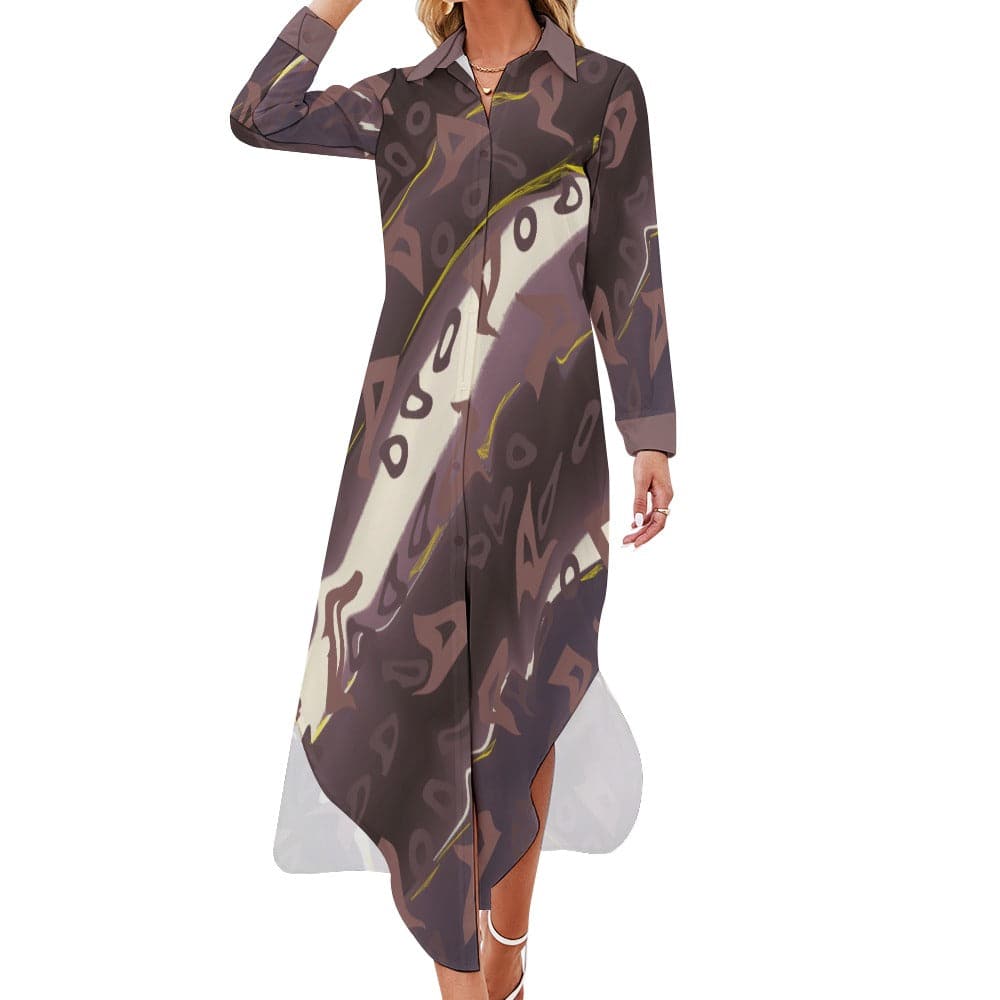 Mauve Runaway Women's Button Neck Long Sleeve Shirt Dress - women's dress at TFC&H Co.