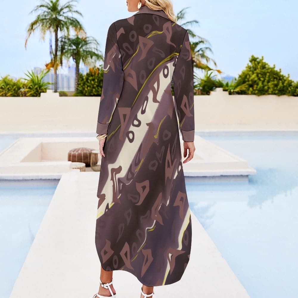 Runaway Women's Button Neck Long Sleeve Shirt Dress - women's dress at TFC&H Co.