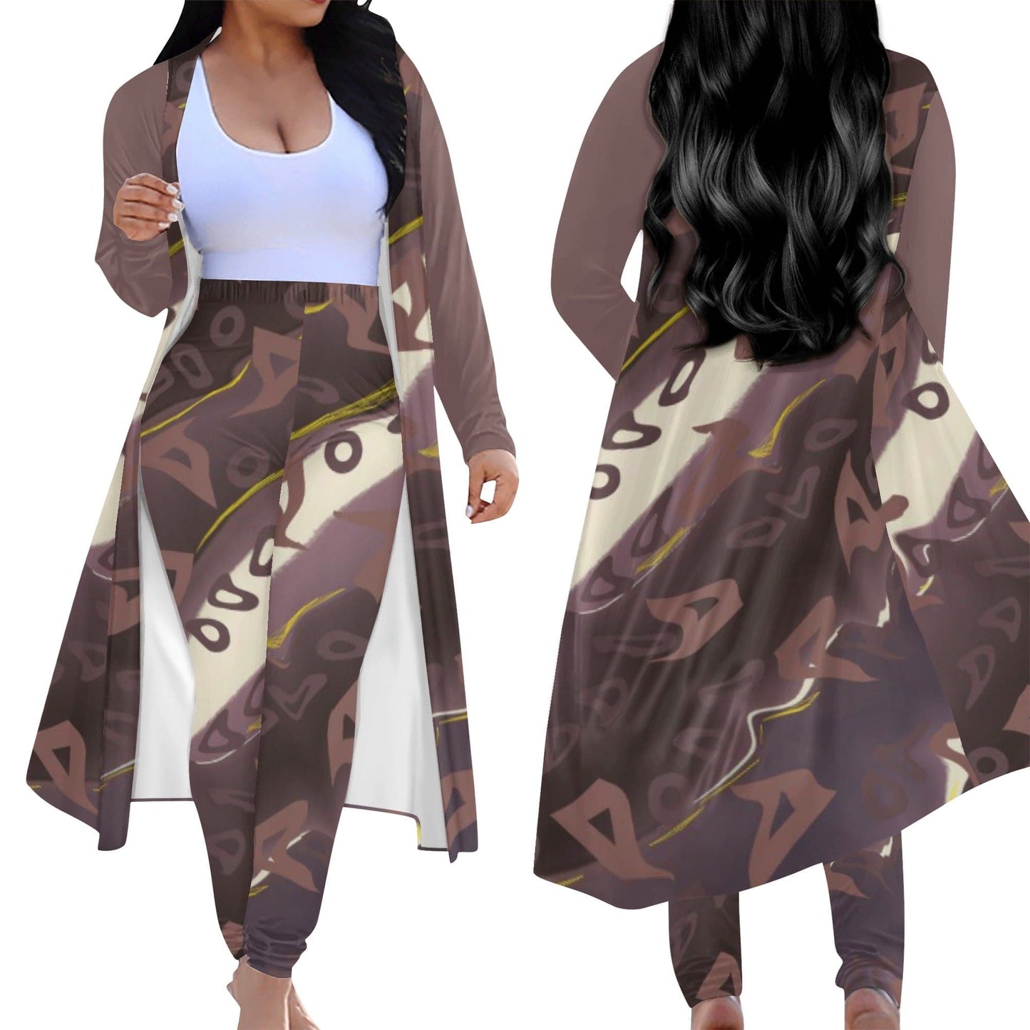 Runaway Women's Long Sleeve Cardigan and Leggings 2pcs - women's top & leggings set at TFC&H Co.