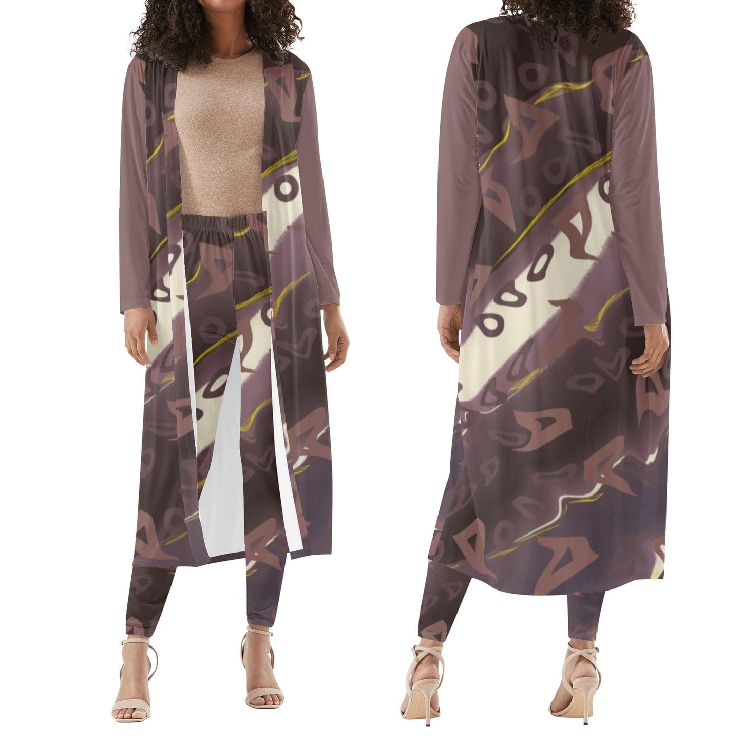 Runaway Women's Long Sleeve Cardigan and Leggings 2pcs - women's top & leggings set at TFC&H Co.