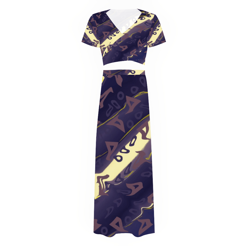 Runaway Women's Two Piece Outfit V-Neck Top and Maxi Skirt Set - Women's top & skirt set at TFC&H Co.