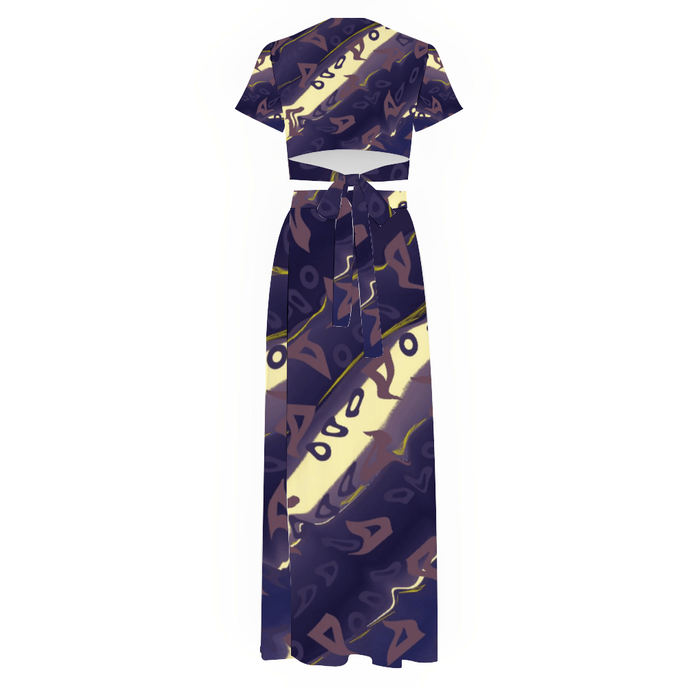 Runaway Women's Two Piece Outfit V-Neck Top and Maxi Skirt Set - Women's top & skirt set at TFC&H Co.