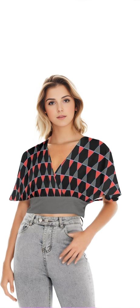 - Scaled Women's Bat Sleeve Crop Top - womens blouse at TFC&H Co.