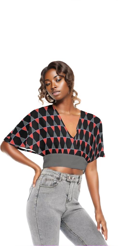 Scaled Women's Bat Sleeve Crop Top - women's blouse at TFC&H Co.