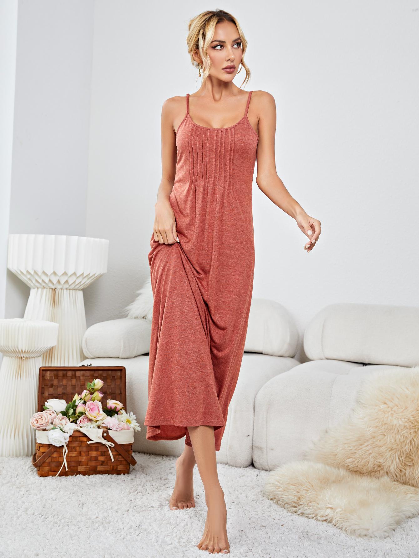 Scoop Neck Spaghetti Strap Night Dress - women's dress at TFC&H Co.