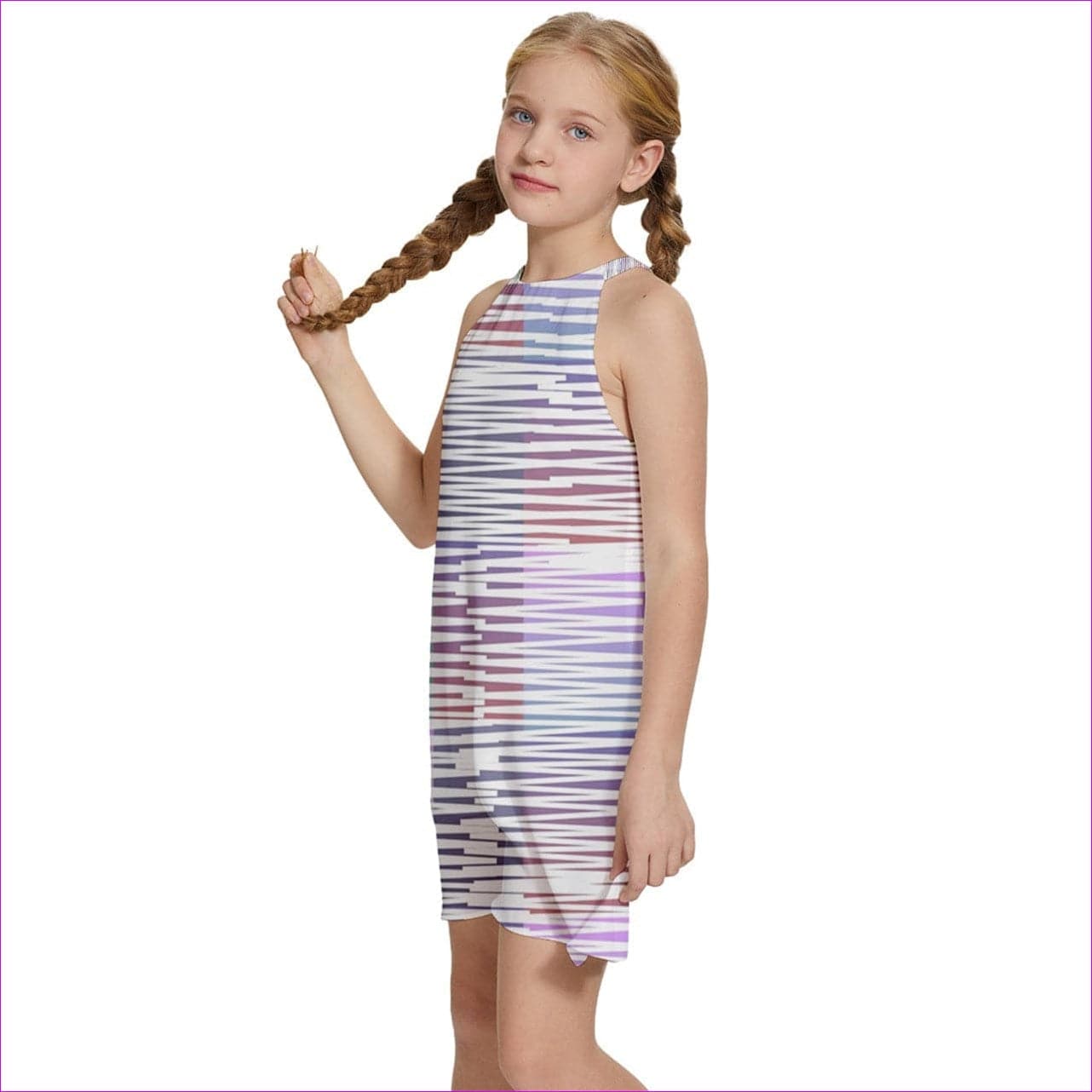 Scribbled Kids Girls Halter Collar Waist Tie Chiffon Dress - kid's dress at TFC&H Co.