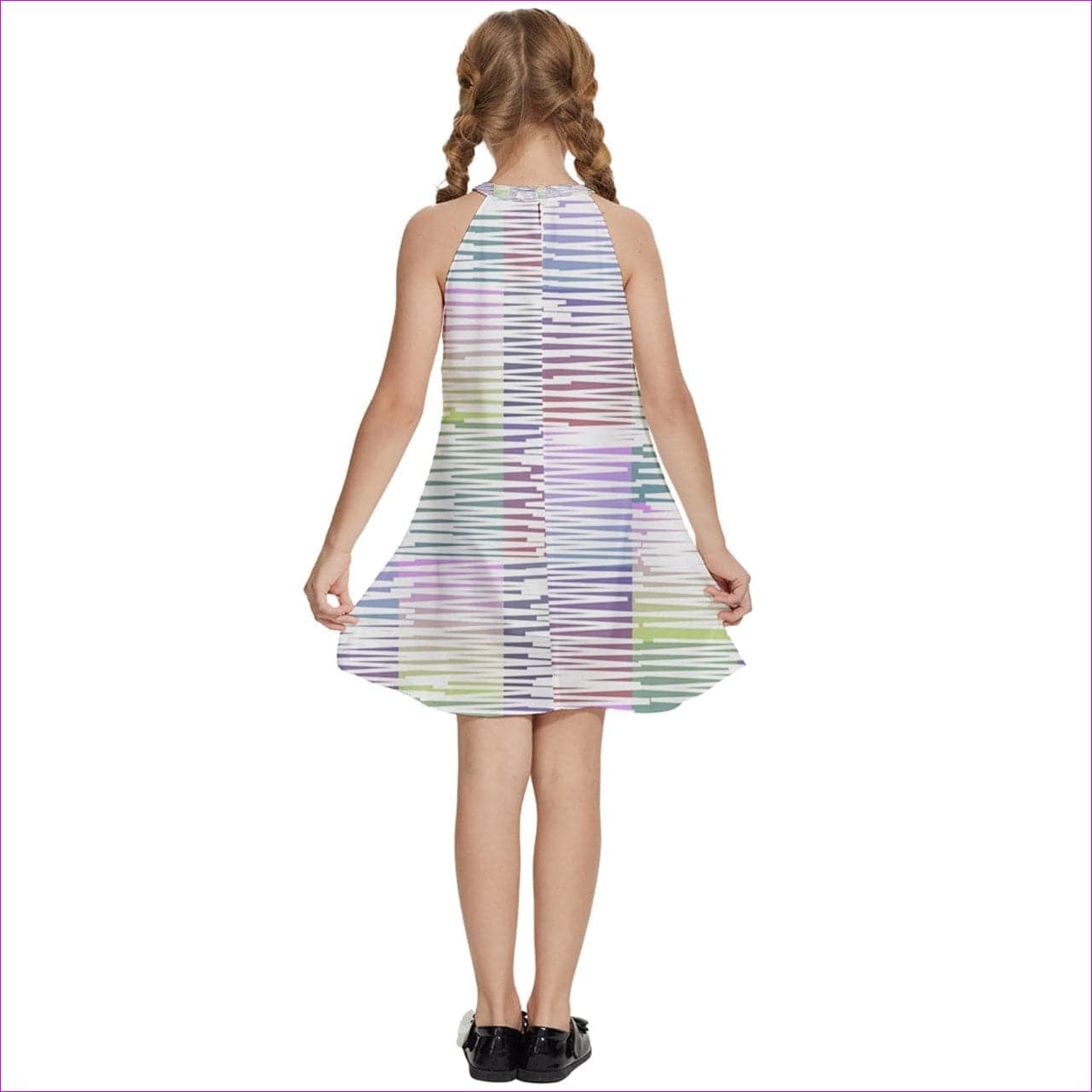 Scribbled Kids Girls Halter Collar Waist Tie Chiffon Dress - kid's dress at TFC&H Co.