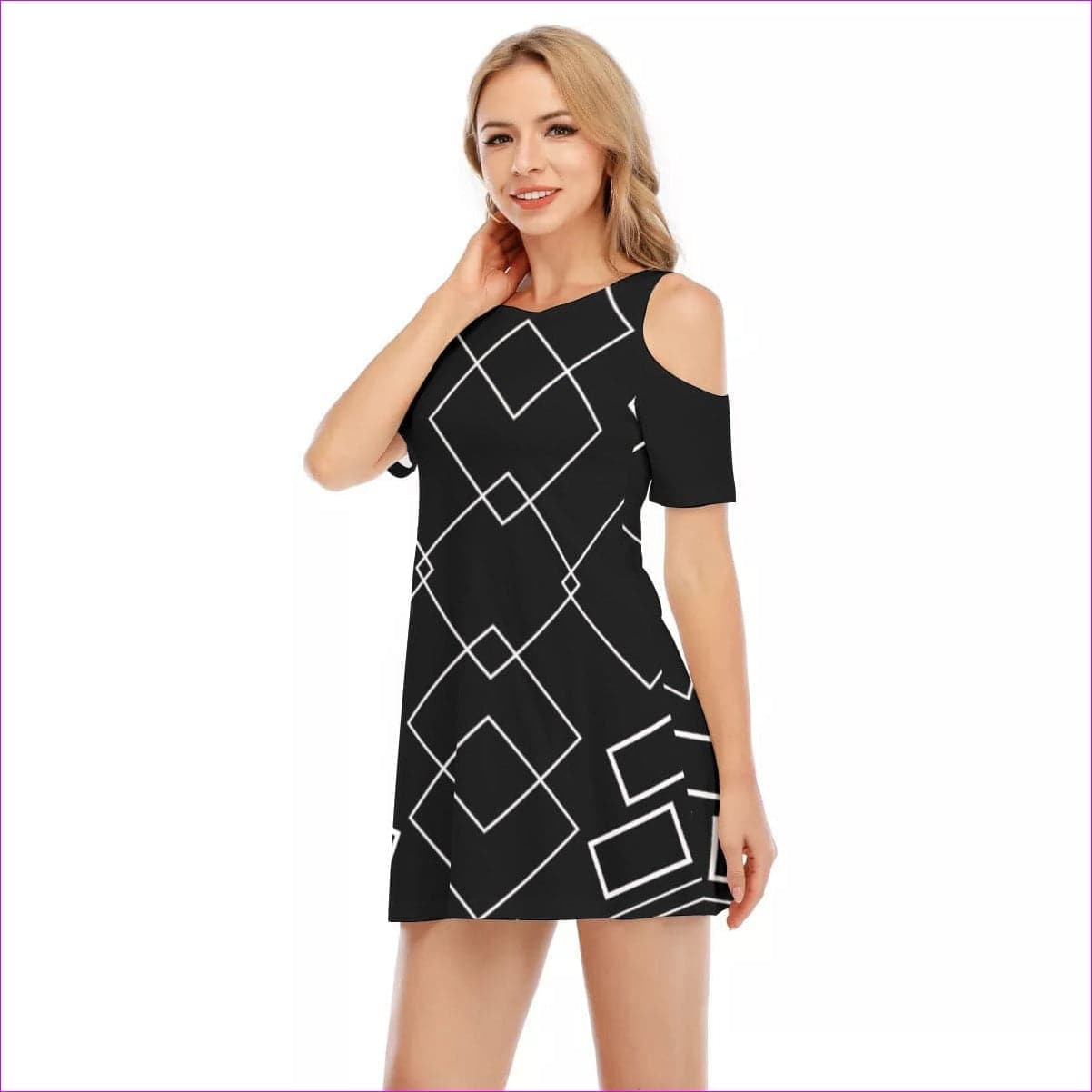 Shaped Out Women's Cold Shoulder O-neck Dress | 100% Cotton - women's dress at TFC&H Co.