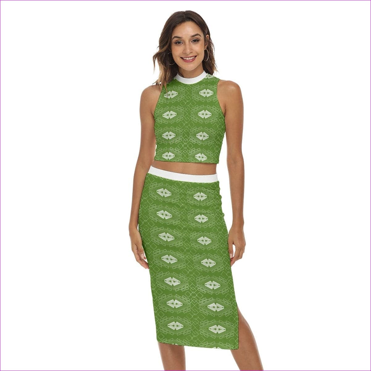 Shaped Out Women's Tank Top & Split High Skirt Set - women's skirt set at TFC&H Co.