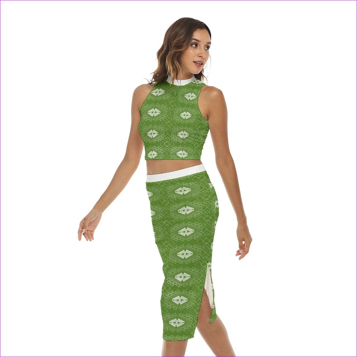 Shaped Out Women's Tank Top & Split High Skirt Set - women's skirt set at TFC&H Co.