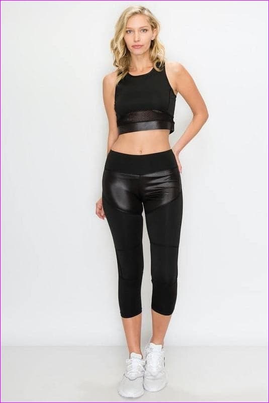 Black Sheer Mesh Top Capri Set - Women's top & pants set at TFC&H Co.