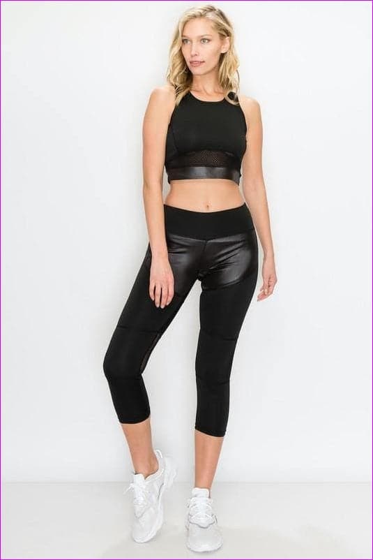 Sheer Mesh Top Capri Set - Women's top & pants set at TFC&H Co.
