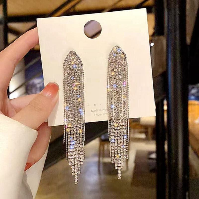 Silver Needle Personality Exaggerated Net Red Earrings - earrings at TFC&H Co.