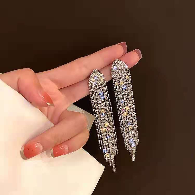 Silver Needle Personality Exaggerated Net Red Earrings - earrings at TFC&H Co.