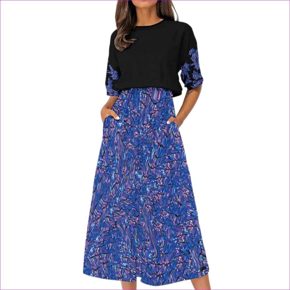 Skewed Women's Elastic Waist Dress - women's dress at TFC&H Co.