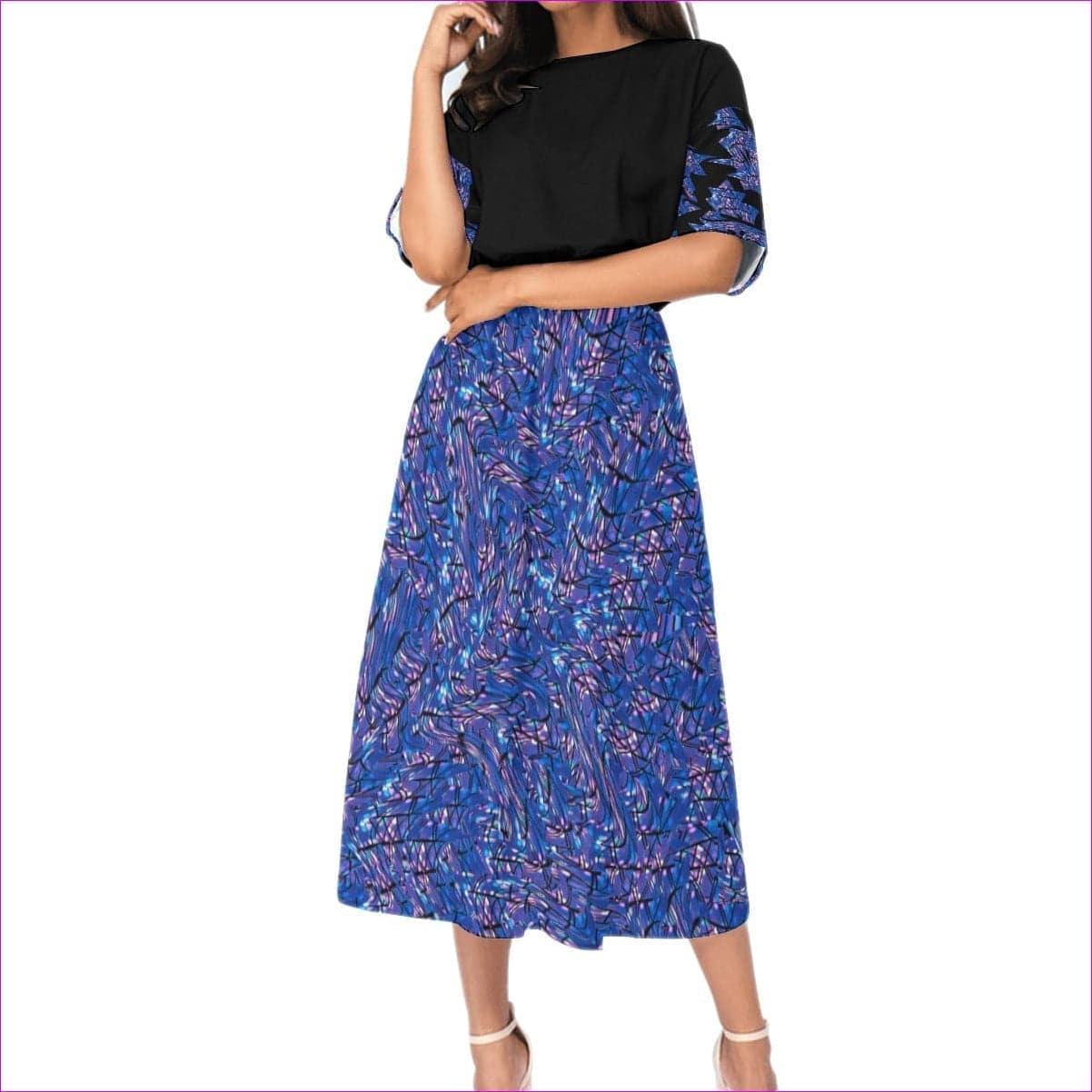 Skewed Women's Elastic Waist Dress - women's dress at TFC&H Co.