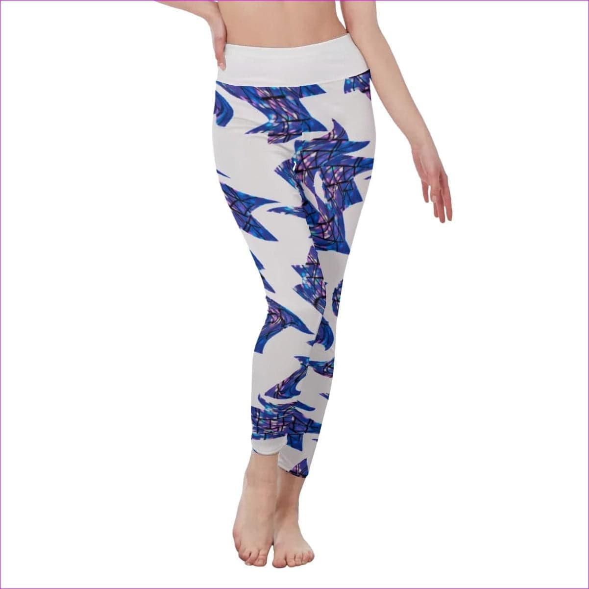 White Skewed Women's High Waist Leggings | Side Stitch Closure - women's leggings at TFC&H Co.