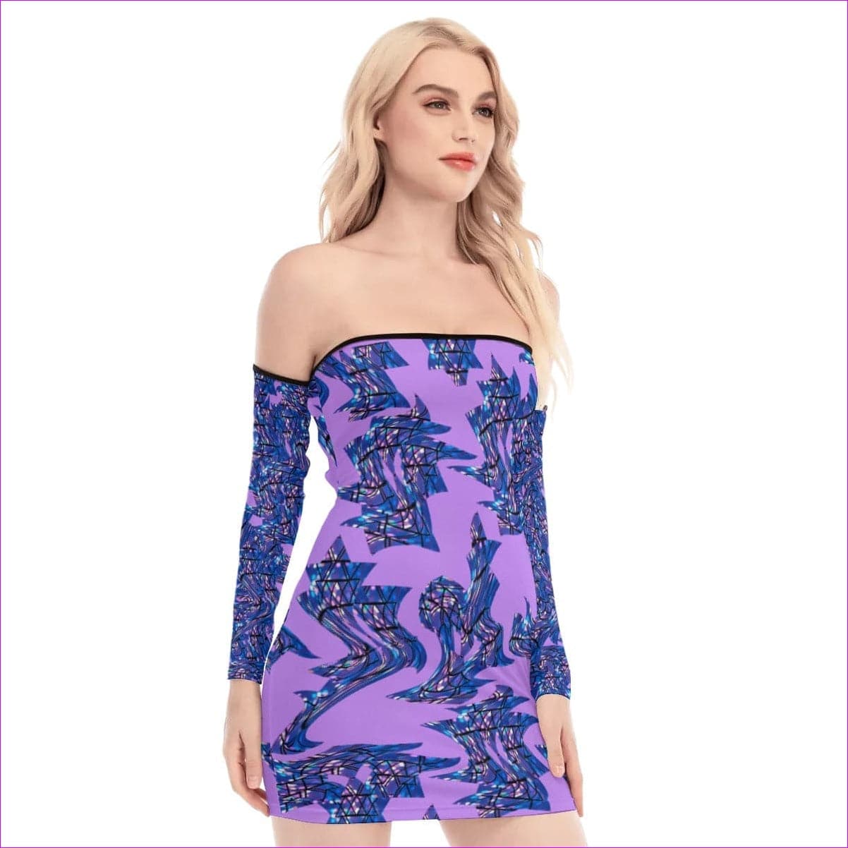 Purple Skewed Women's Off-shoulder Back Lace-up Dress - women's tube top dress at TFC&H Co.