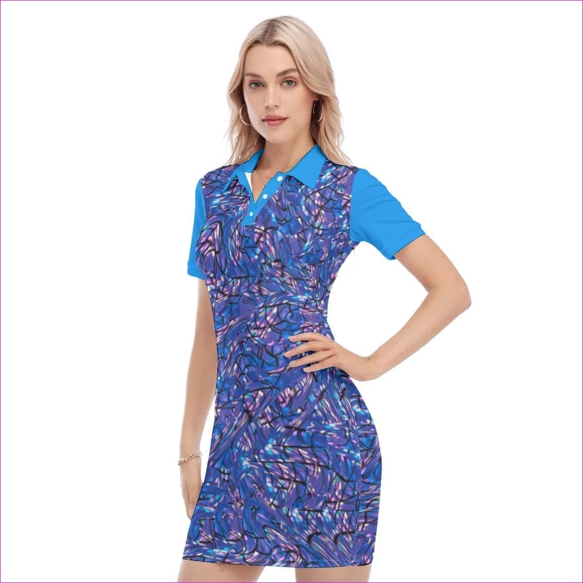 Skewed Women's Polo Collar Dress - women's dress at TFC&H Co.