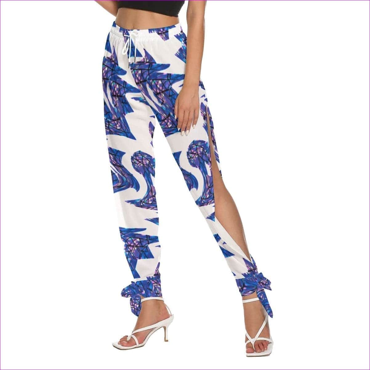 Skewed Women's Side Seam Cutout Pants With Bottom Strap - women's pants at TFC&H Co.