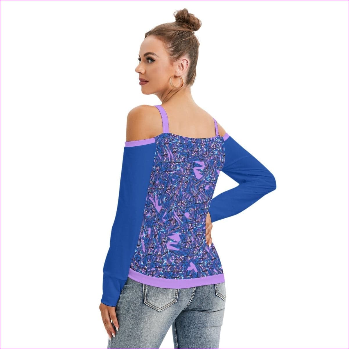 Skewed Women’s V-neck Cold Shoulder Long Sleeve Top - women's top at TFC&H Co.