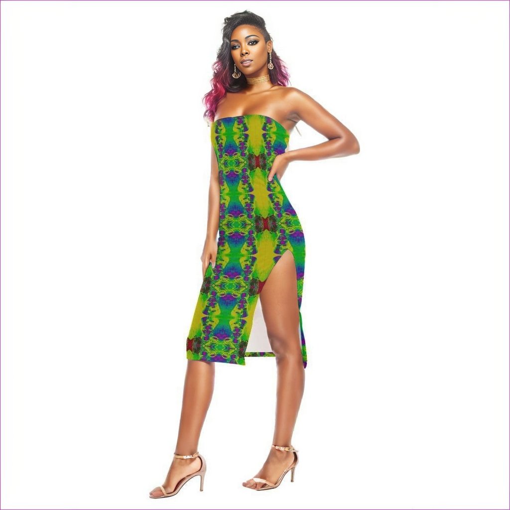 multi-colored Snake Women's Side Split Tube Top Dress - women's dress at TFC&H Co.