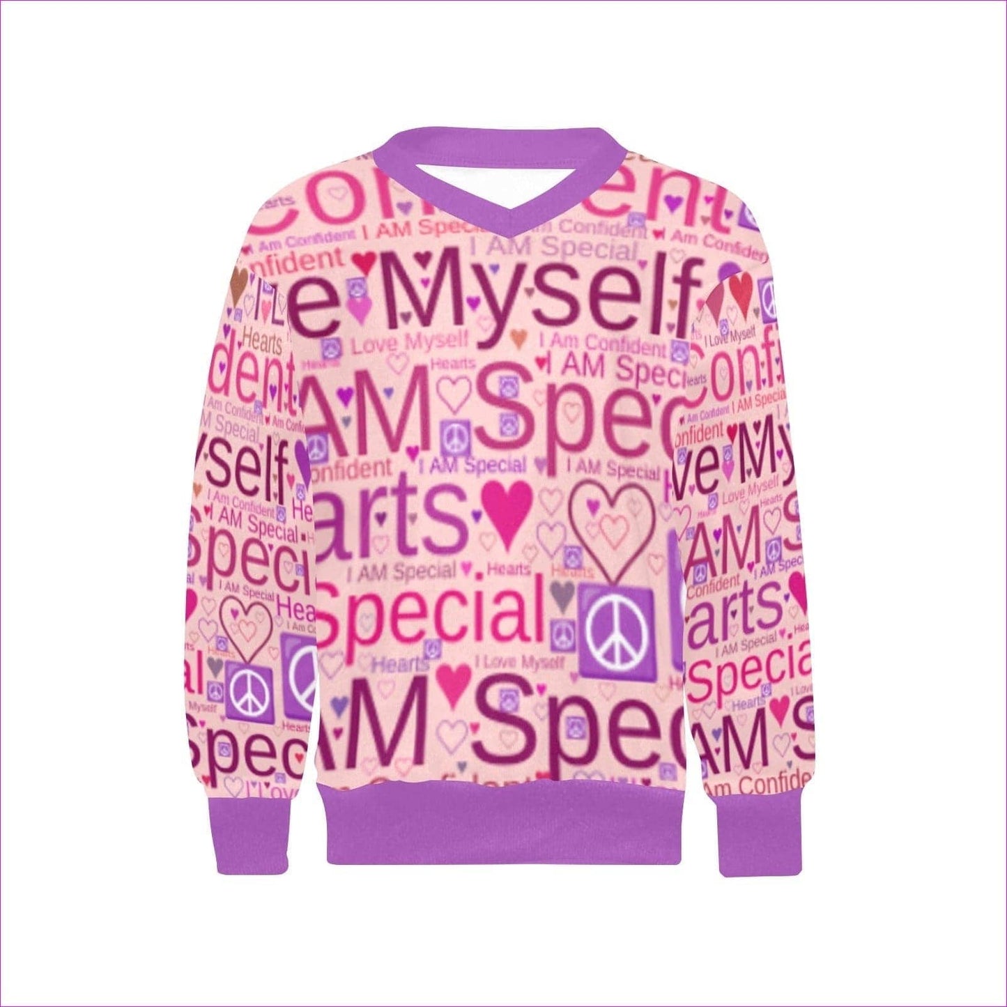 Purple Hem/Cuff Speak-Over Girls' V-Neck Sweater - 2 options - kid's sweater at TFC&H Co.