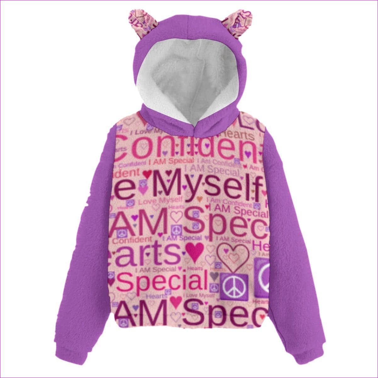 Pink/Purple - Speak-Over Kid’s Borg Fleece Sweatshirt With Ears - kids hoodie at TFC&H Co.