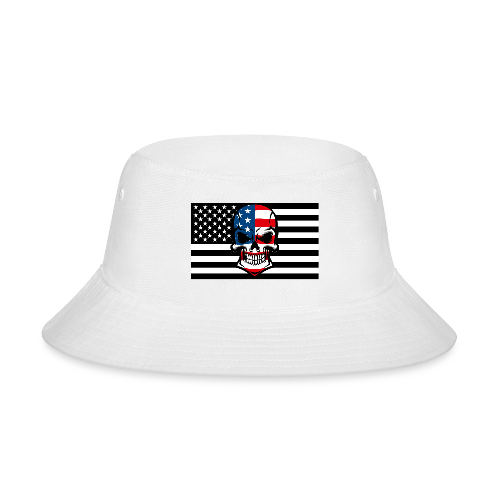 WHITE - Skull Flag Bucket Hat - Ships from The US - Bucket Hat at TFC&H Co.