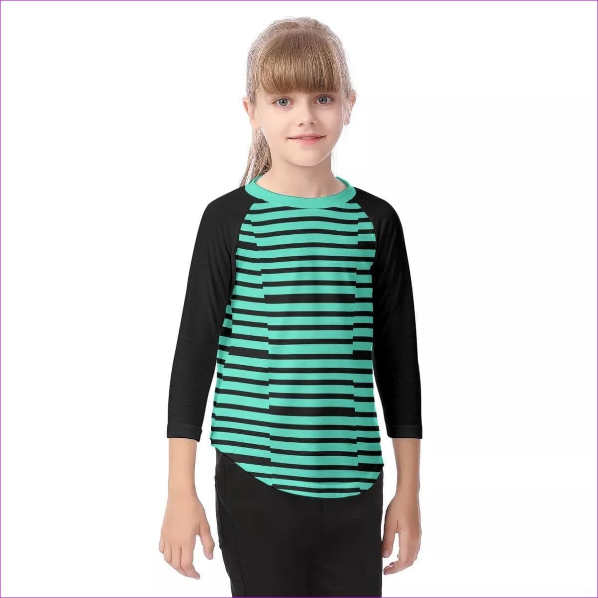 Striped Kids O-neck Raglan Sleeve T-shirt - Kid's t-shirt at TFC&H Co.