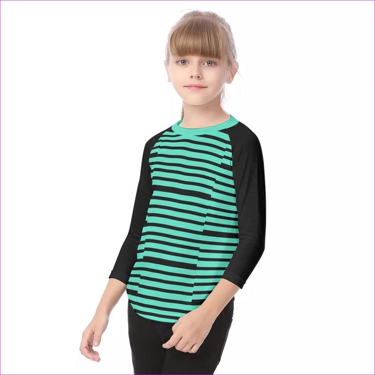 blue Striped Kids O-neck Raglan Sleeve T-shirt - Kid's t-shirt at TFC&H Co.