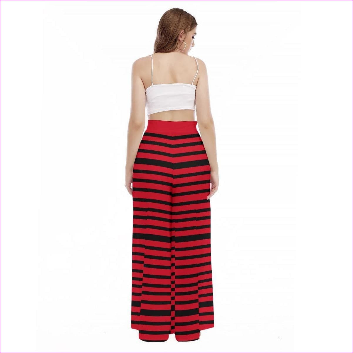 Striped Women's High Waist Wide Leg Trousers - women's bottoms at TFC&H Co.