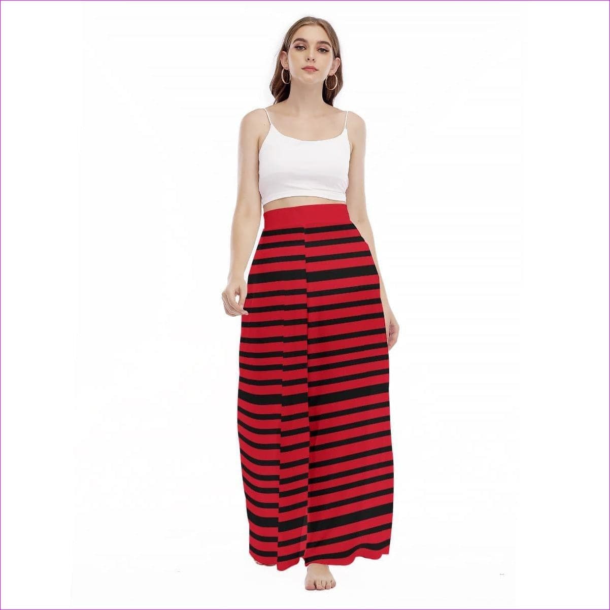 Striped Women's High Waist Wide Leg Trousers - women's bottoms at TFC&H Co.