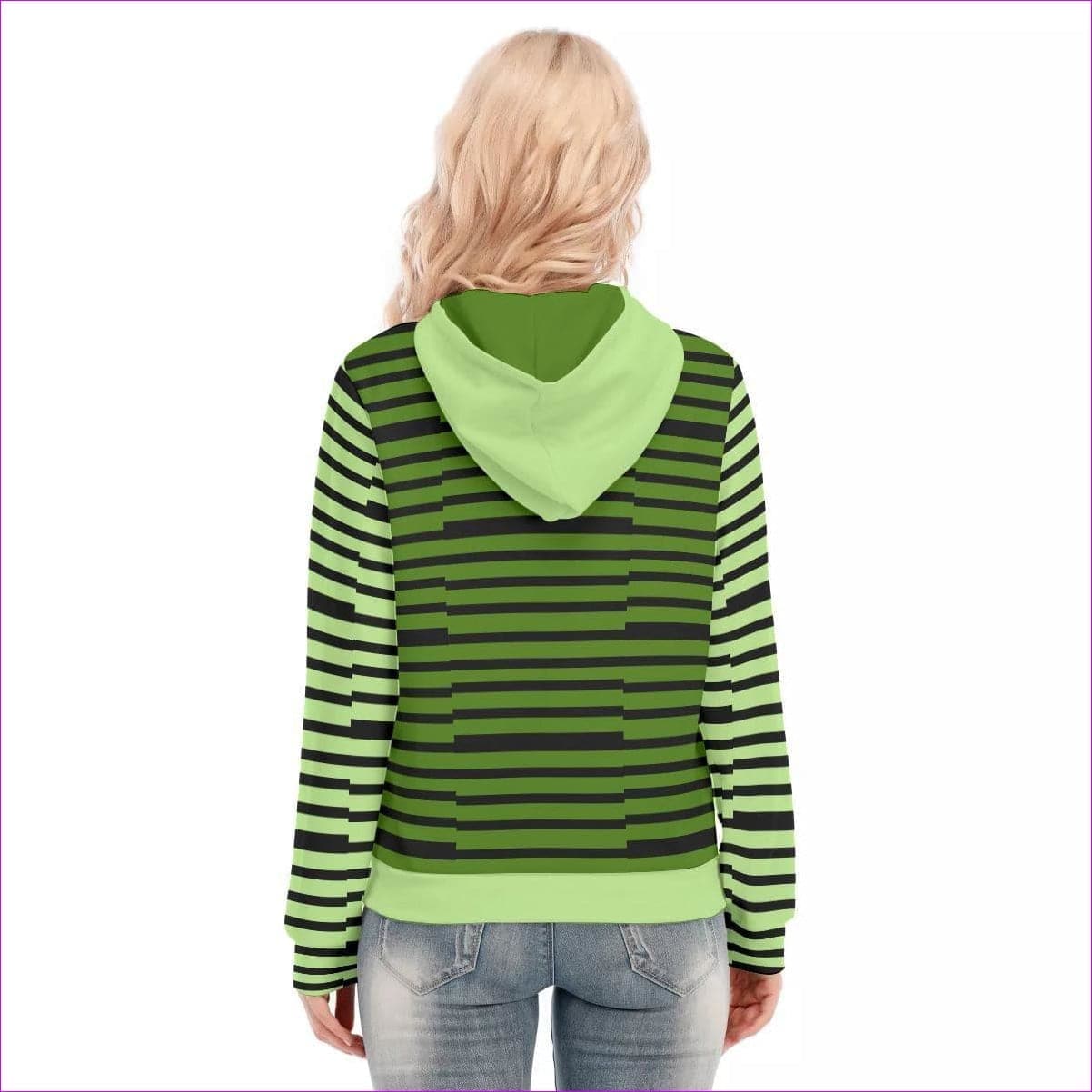 Striped Women's Long Sleeve Hoodie With Zipper - Women's Hoodie at TFC&H Co.