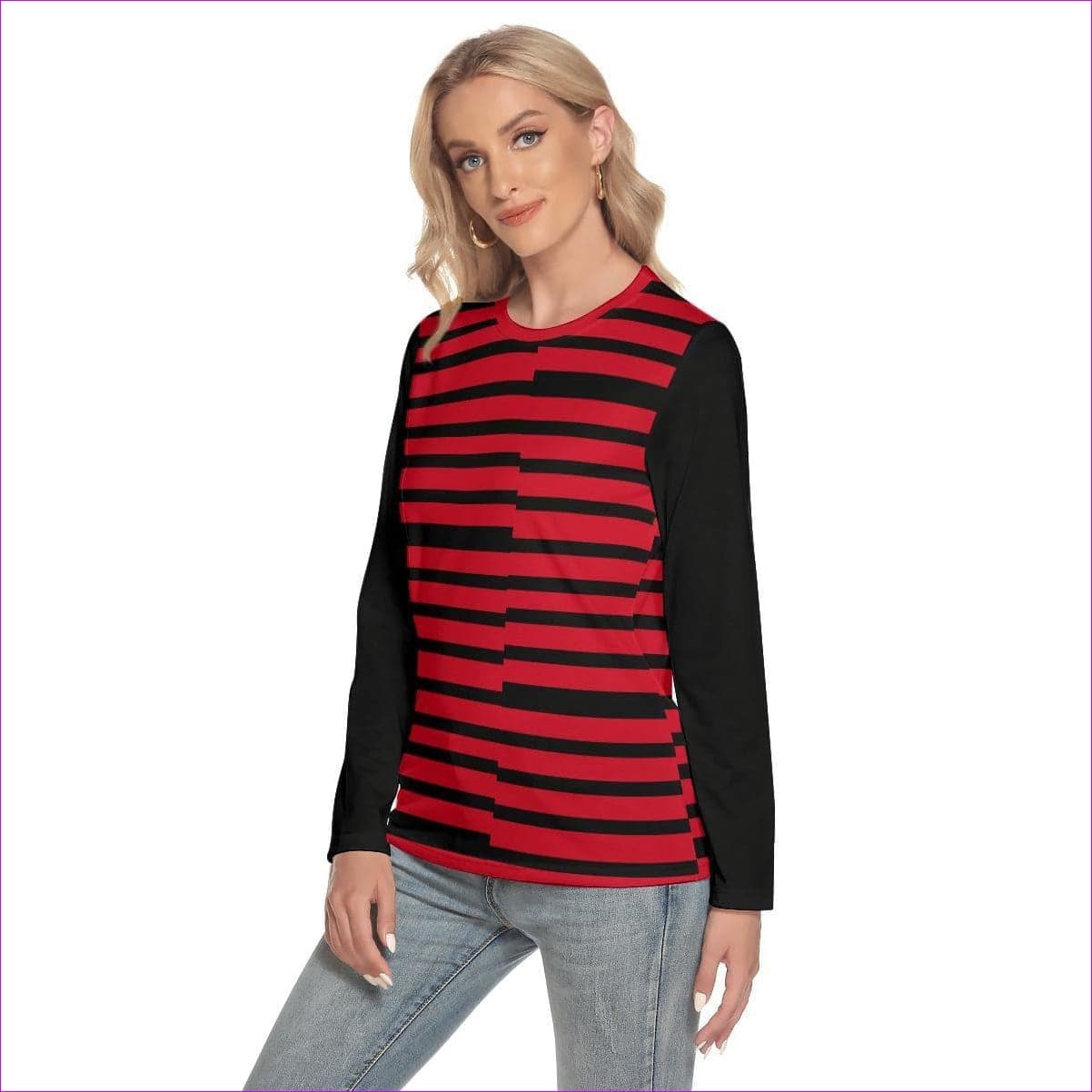 Striped Women's O-neck Long Sleeve T-shirt - Women's T-Shirts at TFC&H Co.