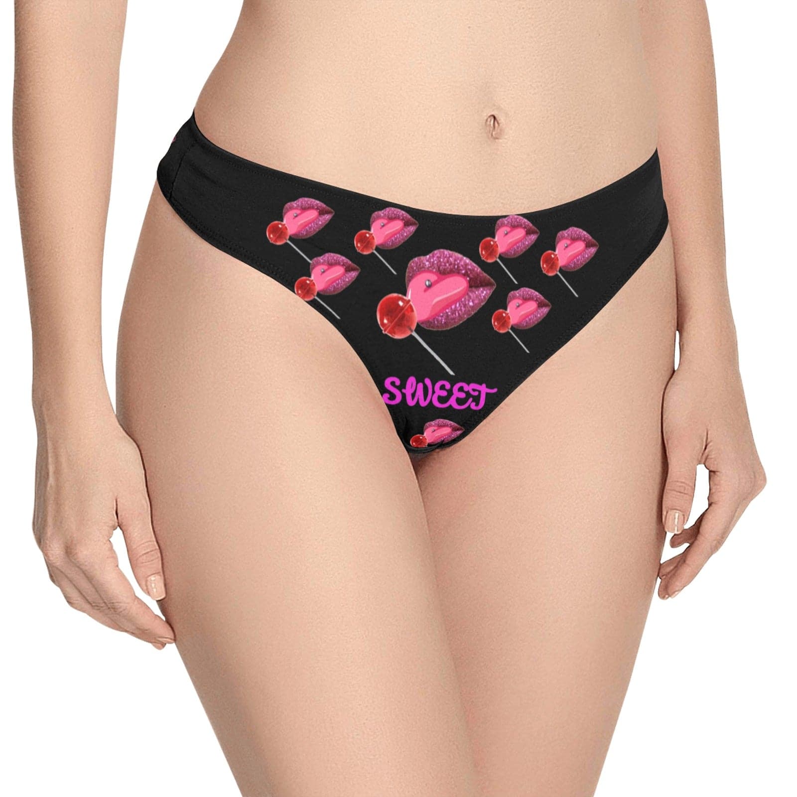 sweet clothing - Black Women's Classic Thong (Model L5) - Sweet Clothing Classic Women's Thong - womens underwear at TFC&H Co.