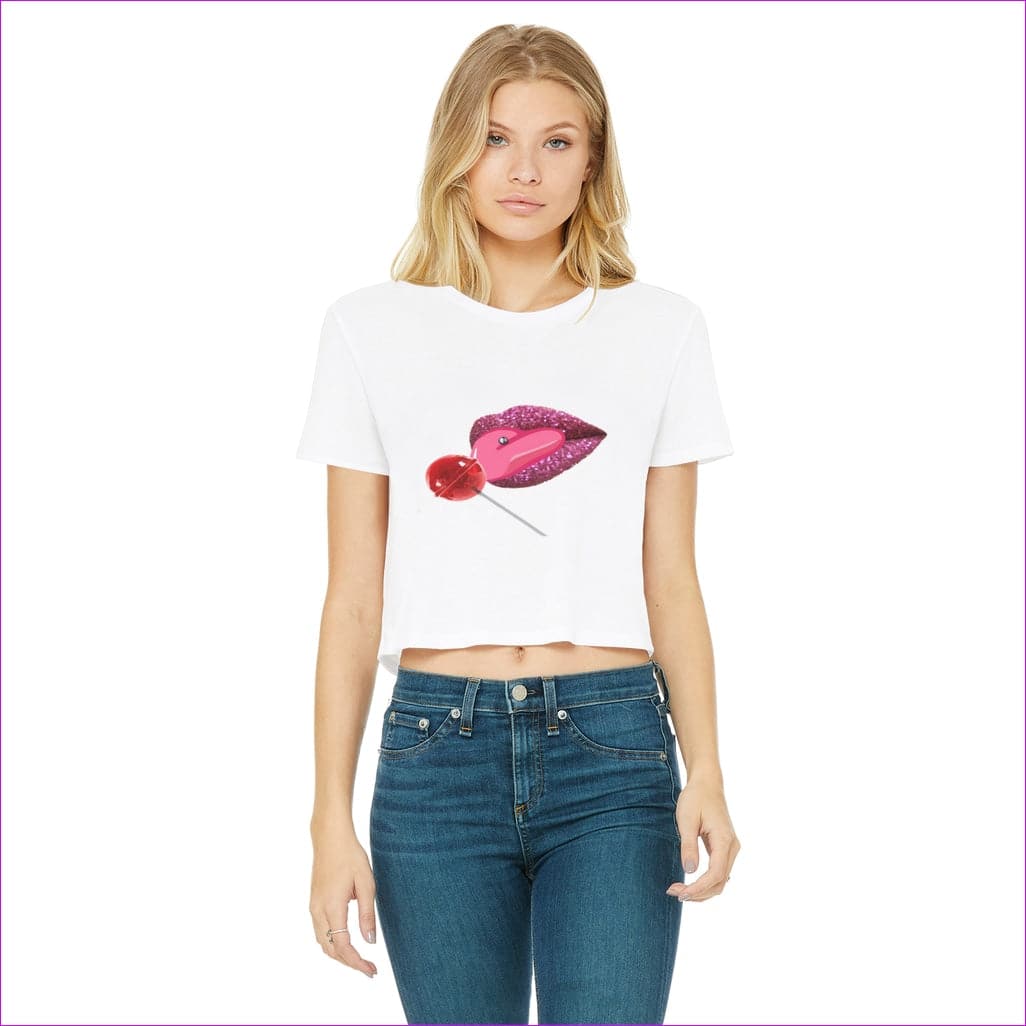 White - Sweet Clothing Sweet Clothing Cropped Raw Edge T-Shirt - womens crop top at TFC&H Co.
