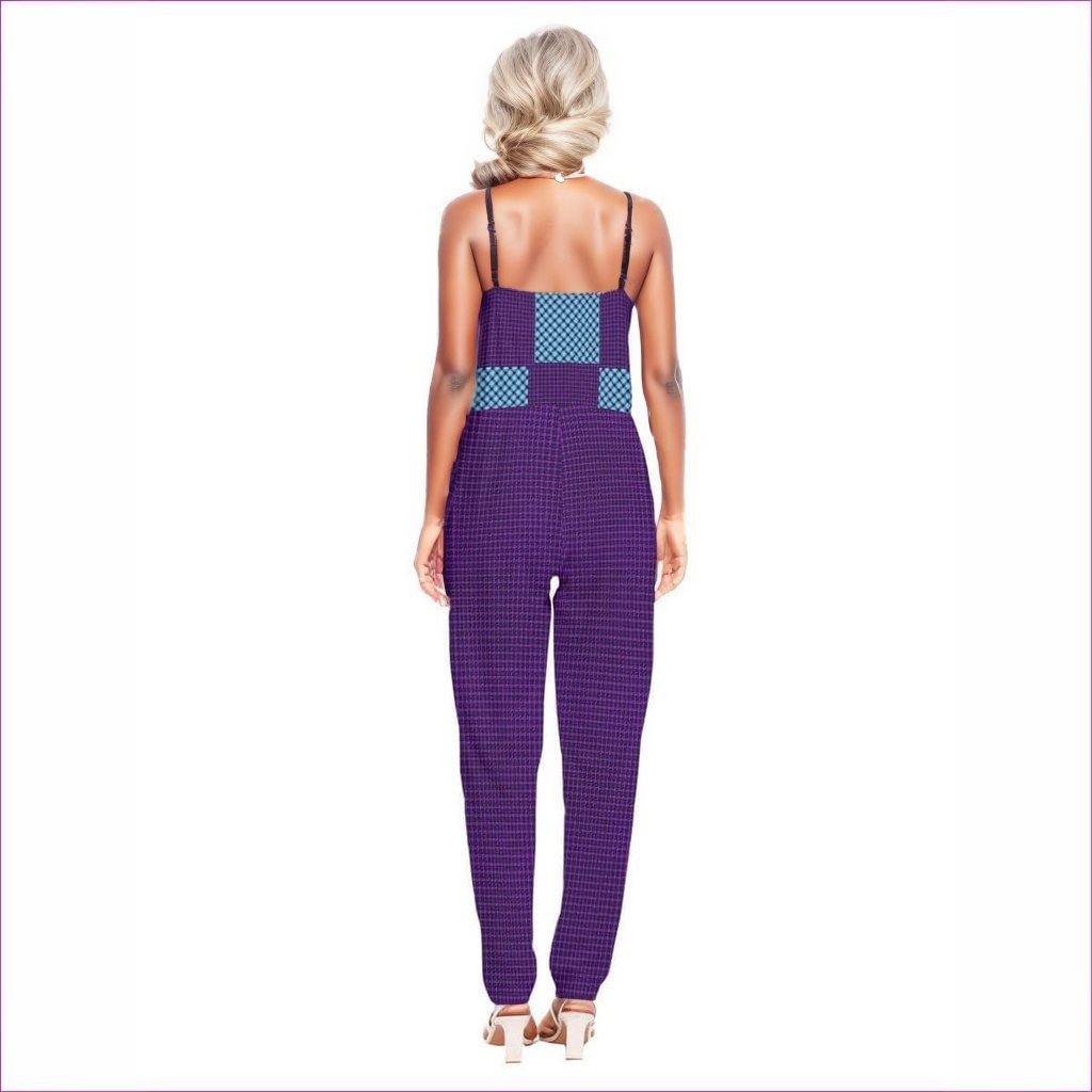 Tartan Women's V-neck Cami Jumpsuit - women's jumpsuit at TFC&H Co.