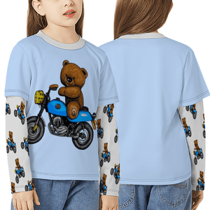 4XL (12) - Teddy Ride Boy's Long-sleeve Splicing Tee - kids t-shirt at TFC&H Co.