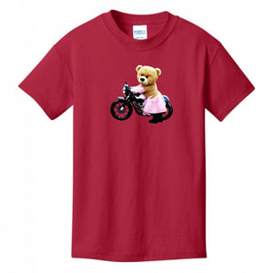 Kids T-Shirts Red - Teddy Ride Girls 100% Cotton T-shirt - kids t-shirt at TFC&H Co.