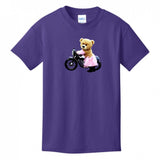 Kids T-Shirts Purple - Teddy Ride Girls 100% Cotton T-shirt - kids t-shirt at TFC&H Co.